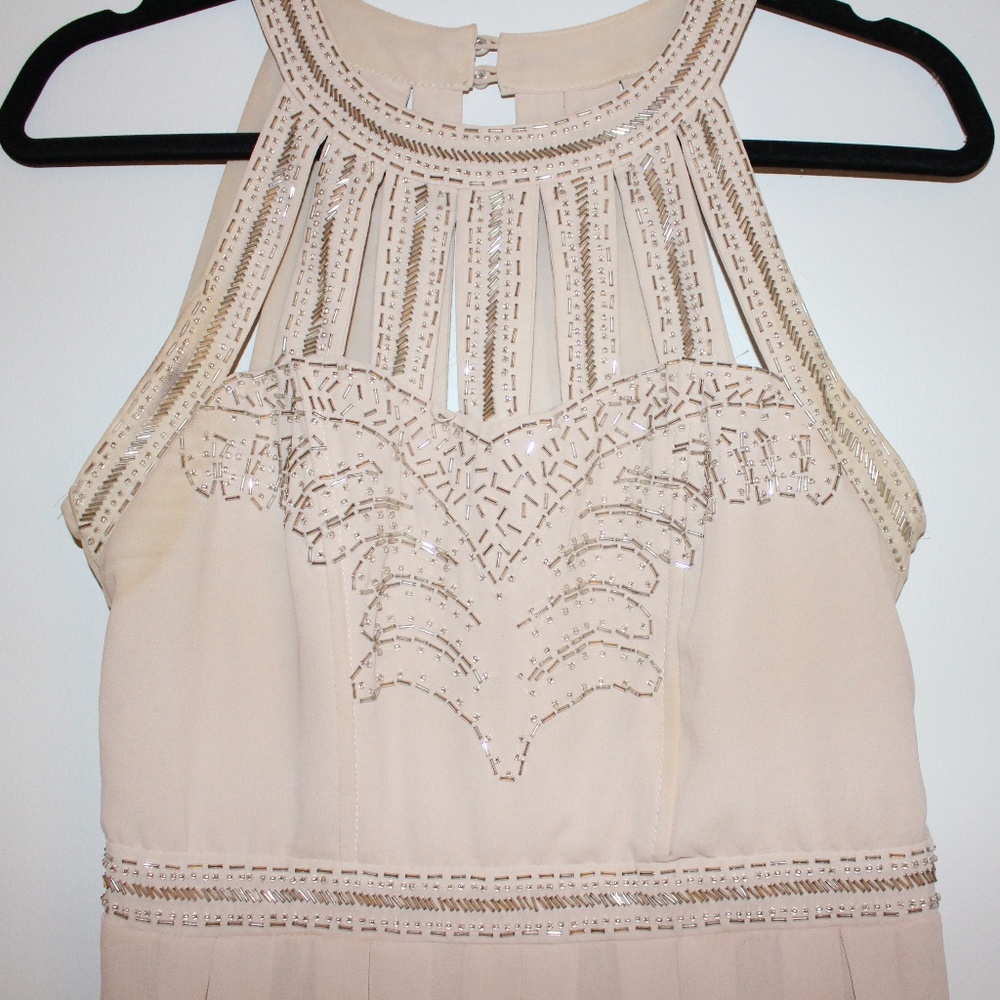 Nude Pink Embroidered Dress